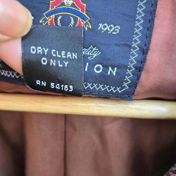 The Limited Vintage 90s Suede Wool Houndstooth Blazer M English Countryside Prep - Picture 7 of 11